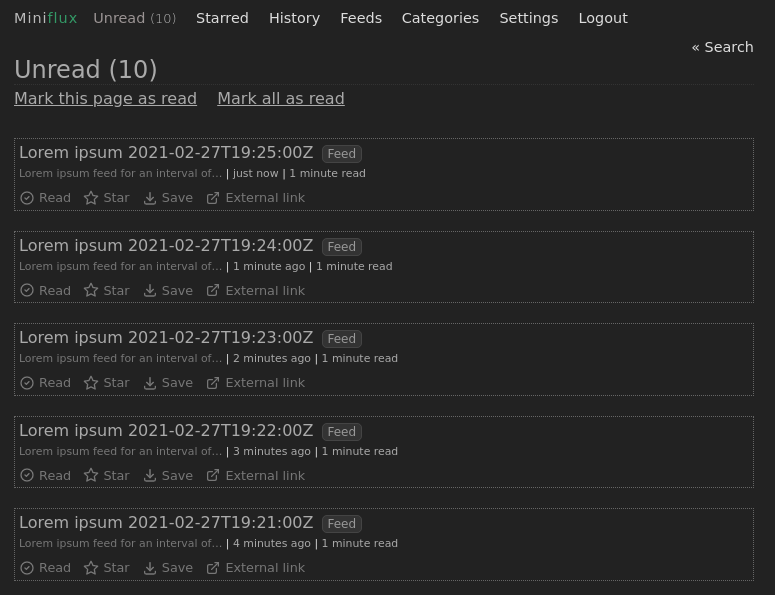 Miniflux working